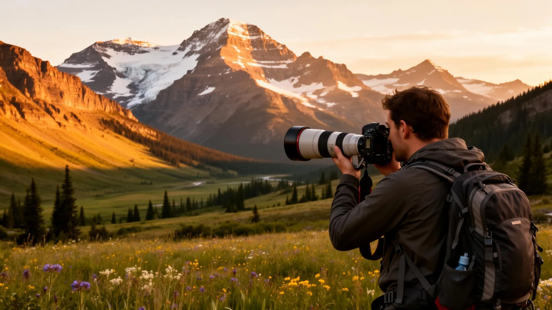 Photographer capturing landscape in Glacier National Park